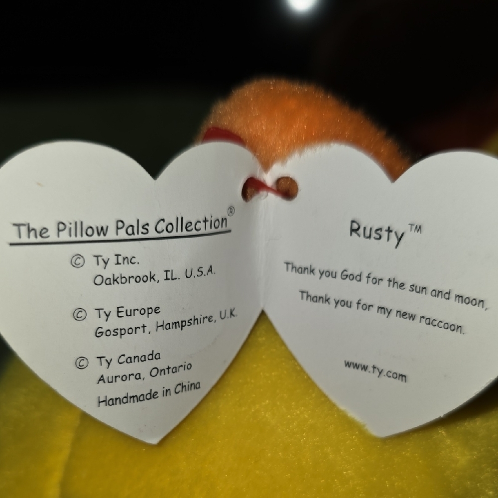 Ty Pillow Pal Rusty The Racoon - Picture 5 of 5